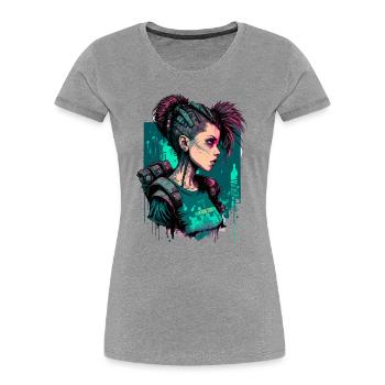 Stunning punk Girl for Video Game Fans - Women's Premium Organic T-Shirt - heather grey - Front - Mia (176cm)