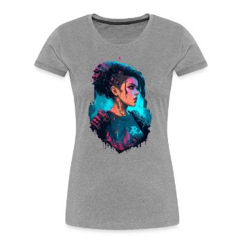 Gorgeous Futuristic Women For Gaming Fans - Women's Premium Organic T-Shirt - heather grey - Front - Mia (176cm)
