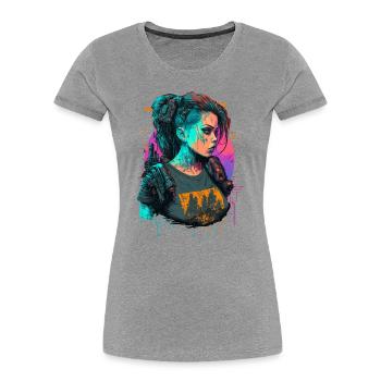 Fearsome Punk Girl das ideale Geschenk für Tech-Nerds - Frauen Premium Bio T-Shirt - Grau meliert - Vorne - Mia (176cm)