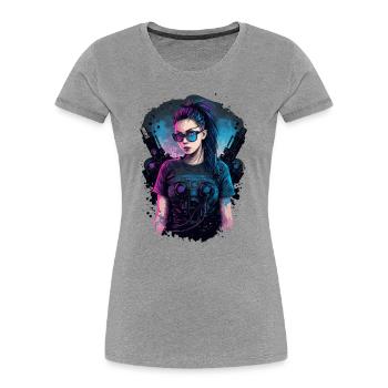 Trendy Design of a Futuristic Women - Women's Premium Organic T-Shirt - heather grey - Front - Mia (176cm)