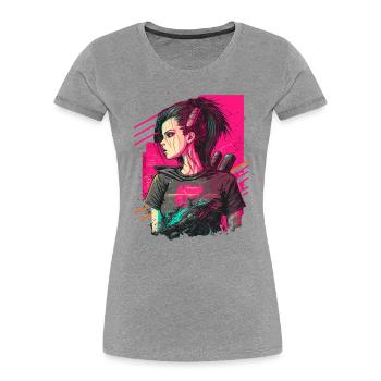 Amazing Looking Punk Women das einfache Weihnachten - Frauen Premium Bio T-Shirt - Grau meliert - Vorne - Mia (176cm)