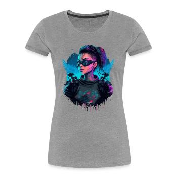 Belle science-fiction Dame le simple présent - T-shirt bio Premium Femme - gris chiné - Devant - Mia (176cm)