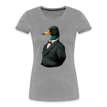 Niedliche Illustration einer Ente im Anzug - Frauen Premium Bio T-Shirt - Grau meliert - Vorne - Mia (176cm)