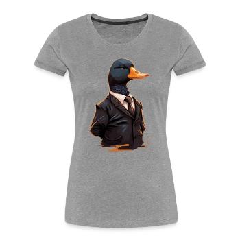 Coole Ente trägt Kleidung - Frauen Premium Bio T-Shirt - Grau meliert - Vorne - Mia (176cm)