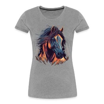 Pferd - Frauen Premium Bio T-Shirt - Grau meliert - Vorne - Mia (176cm)