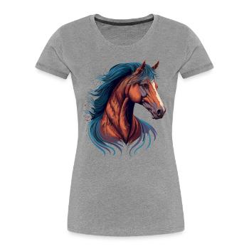 Pferdeziehen - Frauen Premium Bio T-Shirt - Grau meliert - Vorne - Mia (176cm)