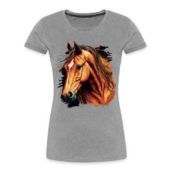 Erstaunliche Pferdezeichnung - Frauen Premium Bio T-Shirt - Grau meliert - Vorne - Mia (176cm)