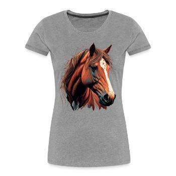 Stunning Horse Head Digital Illustration - Women's Premium Organic T-Shirt - heather grey - Front - Mia (176cm)