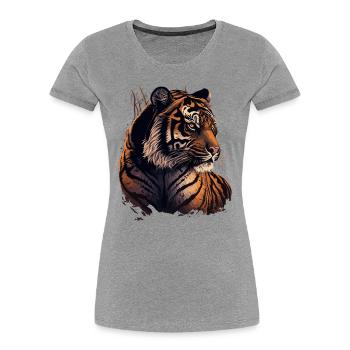Indien Tiger - Frauen Premium Bio T-Shirt - Grau meliert - Vorne - Mia (176cm)