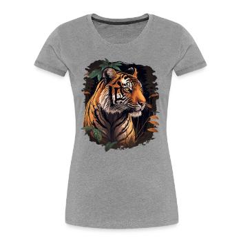 Portrait of Tiger - Women's Premium Organic T-Shirt - heather grey - Front - Mia (176cm)