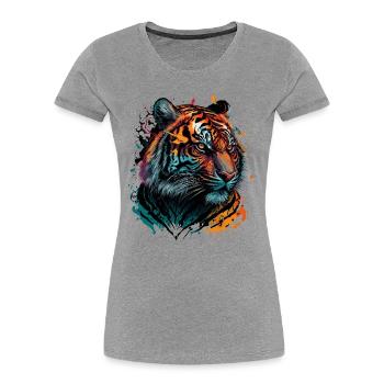 Colorful Tiger - Women's Premium Organic T-Shirt - heather grey - Front - Mia (176cm)