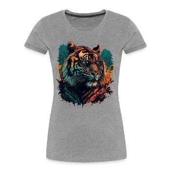 Be A Tiger - Women's Premium Organic T-Shirt - heather grey - Front - Mia (176cm)