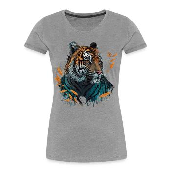 Tiger Design - Women's Premium Organic T-Shirt - heather grey - Front - Mia (176cm)