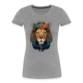 Digital Illustration of a Lion Head - Women's Premium Organic T-Shirt - heather grey - Front - Mia (176cm)