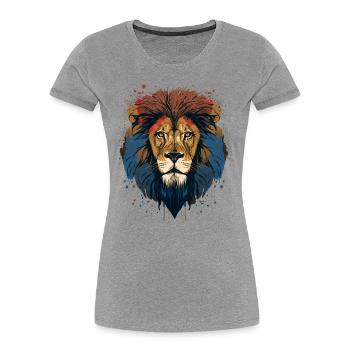 Animal Lover - Lion - Women's Premium Organic T-Shirt - heather grey - Front - Mia (176cm)