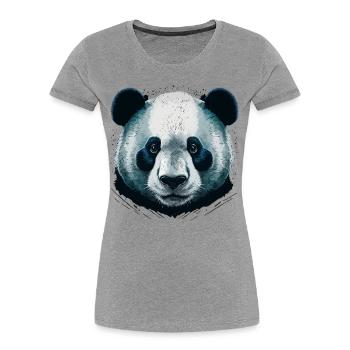 Tête de panda réaliste - T-shirt bio Premium Femme - gris chiné - Devant - Mia (176cm)
