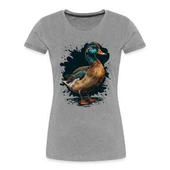 Ente stehend - Frauen Premium Bio T-Shirt - Grau meliert - Vorne - Mia (176cm)