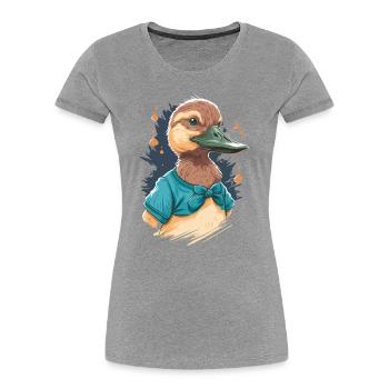 Duck with Crop Top - Women's Premium Organic T-Shirt - heather grey - Front - Mia (176cm)