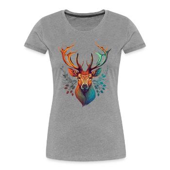 Niedliches Reh - Frauen Premium Bio T-Shirt - Grau meliert - Vorne - Mia (176cm)