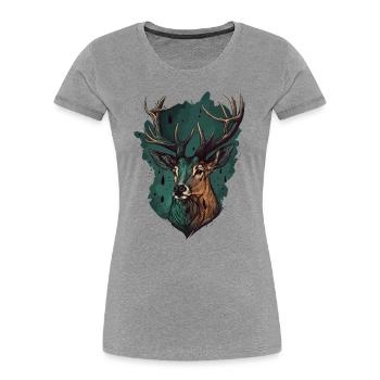Lustige Hirsche - Frauen Premium Bio T-Shirt - Grau meliert - Vorne - Mia (176cm)