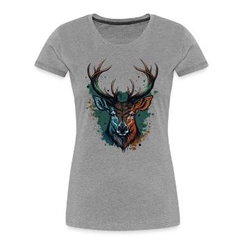 Buck Head - Women's Premium Organic T-Shirt - heather grey - Front - Mia (176cm)