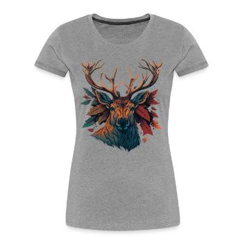 Deer Hunting Lover - Women's Premium Organic T-Shirt - heather grey - Front - Mia (176cm)