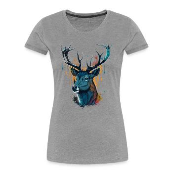 Buck Liebhaber - Frauen Premium Bio T-Shirt - Grau meliert - Vorne - Mia (176cm)
