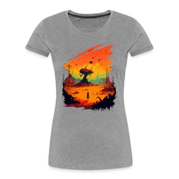 farbenfroh - Frauen Premium Bio T-Shirt - Grau meliert - Vorne - Mia (176cm)