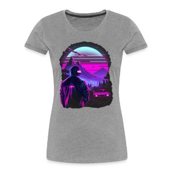 Oeuvre des années 80 - T-shirt bio Premium Femme - gris chiné - Devant - Mia (176cm)