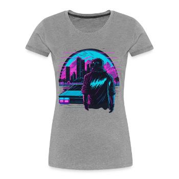 Retro Futerepunk - Women's Premium Organic T-Shirt - heather grey - Front - Mia (176cm)