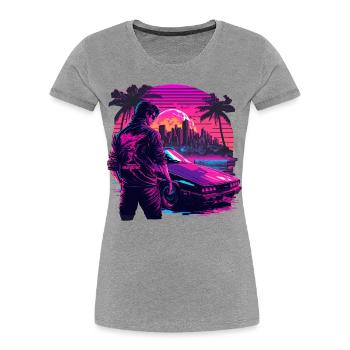 Cool 80s Dude - Women's Premium Organic T-Shirt - heather grey - Front - Mia (176cm)