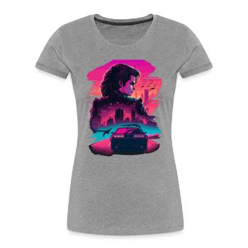 Retro Racing Girl - Women's Premium Organic T-Shirt - heather grey - Front - Mia (176cm)