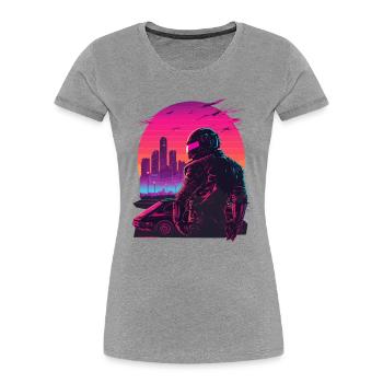 Retro Racing - Women's Premium Organic T-Shirt - heather grey - Front - Mia (176cm)