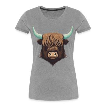 Yak Kopf Illustration - Frauen Premium Bio T-Shirt - Grau meliert - Vorne - Mia (176cm)