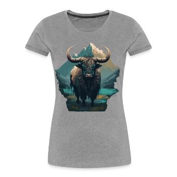 Old Yak - Women's Premium Organic T-Shirt - heather grey - Front - Mia (176cm)