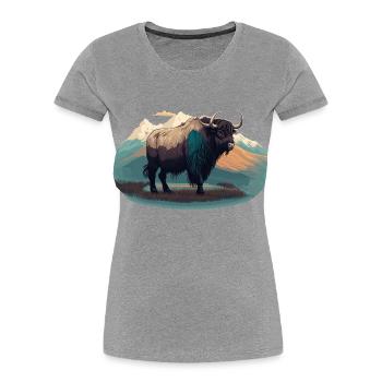 Yak Besitzer - Frauen Premium Bio T-Shirt - Grau meliert - Vorne - Mia (176cm)