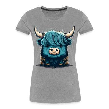 Cute Yak Illustration - Women's Premium Organic T-Shirt - heather grey - Front - Mia (176cm)