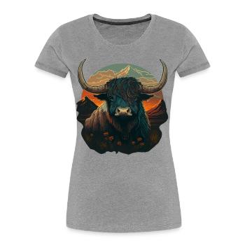Kühl Yak - Frauen Premium Bio T-Shirt - Grau meliert - Vorne - Mia (176cm)