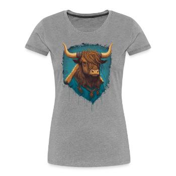 Yak im Hemd - Frauen Premium Bio T-Shirt - Grau meliert - Vorne - Mia (176cm)