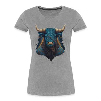 Yak Portrait - Women's Premium Organic T-Shirt - heather grey - Front - Mia (176cm)