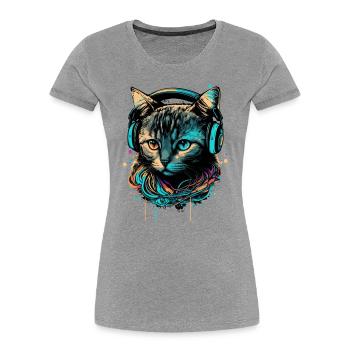 Katzenliebhaber - Frauen Premium Bio T-Shirt - Grau meliert - Vorne - Mia (176cm)