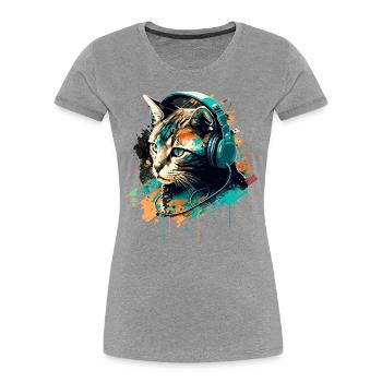 Cat Rock - Women's Premium Organic T-Shirt - heather grey - Front - Mia (176cm)