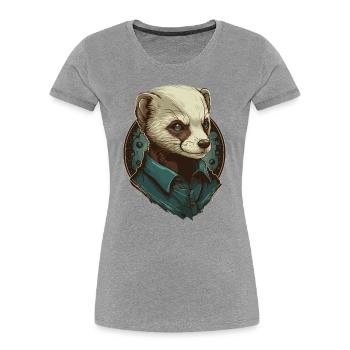Ferrent en chemise - T-shirt bio Premium Femme - gris chiné - Devant - Mia (176cm)