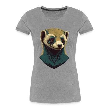 Ferret Head - Women's Premium Organic T-Shirt - heather grey - Front - Mia (176cm)