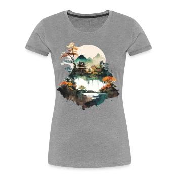 Japanese Nature - Women's Premium Organic T-Shirt - heather grey - Front - Mia (176cm)