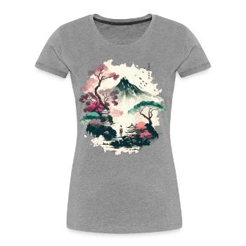 Rote Sonne - Frauen Premium Bio T-Shirt - Grau meliert - Vorne - Mia (176cm)