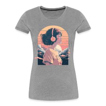 Music Lover Girl - Women's Premium Organic T-Shirt - heather grey - Front - Mia (176cm)
