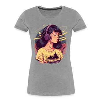 Tokyo Girl hört Chill Beats - Frauen Premium Bio T-Shirt - Grau meliert - Vorne - Mia (176cm)