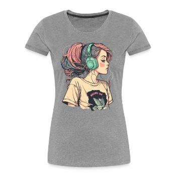 Lofi Beats - Frauen Premium Bio T-Shirt - Grau meliert - Vorne - Mia (176cm)
