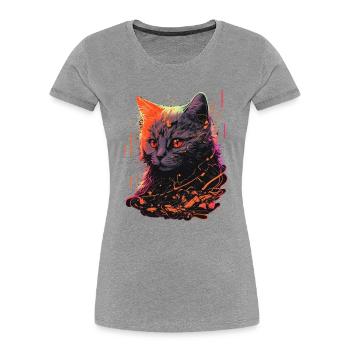 Cute Vintage Cat - Women's Premium Organic T-Shirt - heather grey - Front - Mia (176cm)